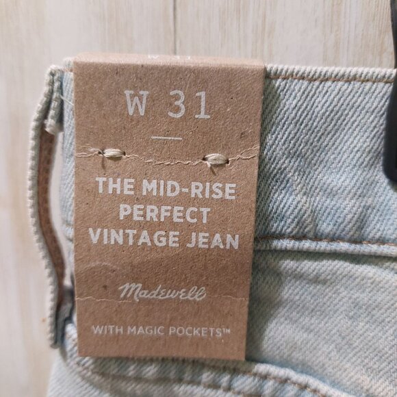 Madewell Women's Mid-Rise Perfect Vintage Jeans W31 W/ Magic Pockets Light Wash - Picture 6 of 11